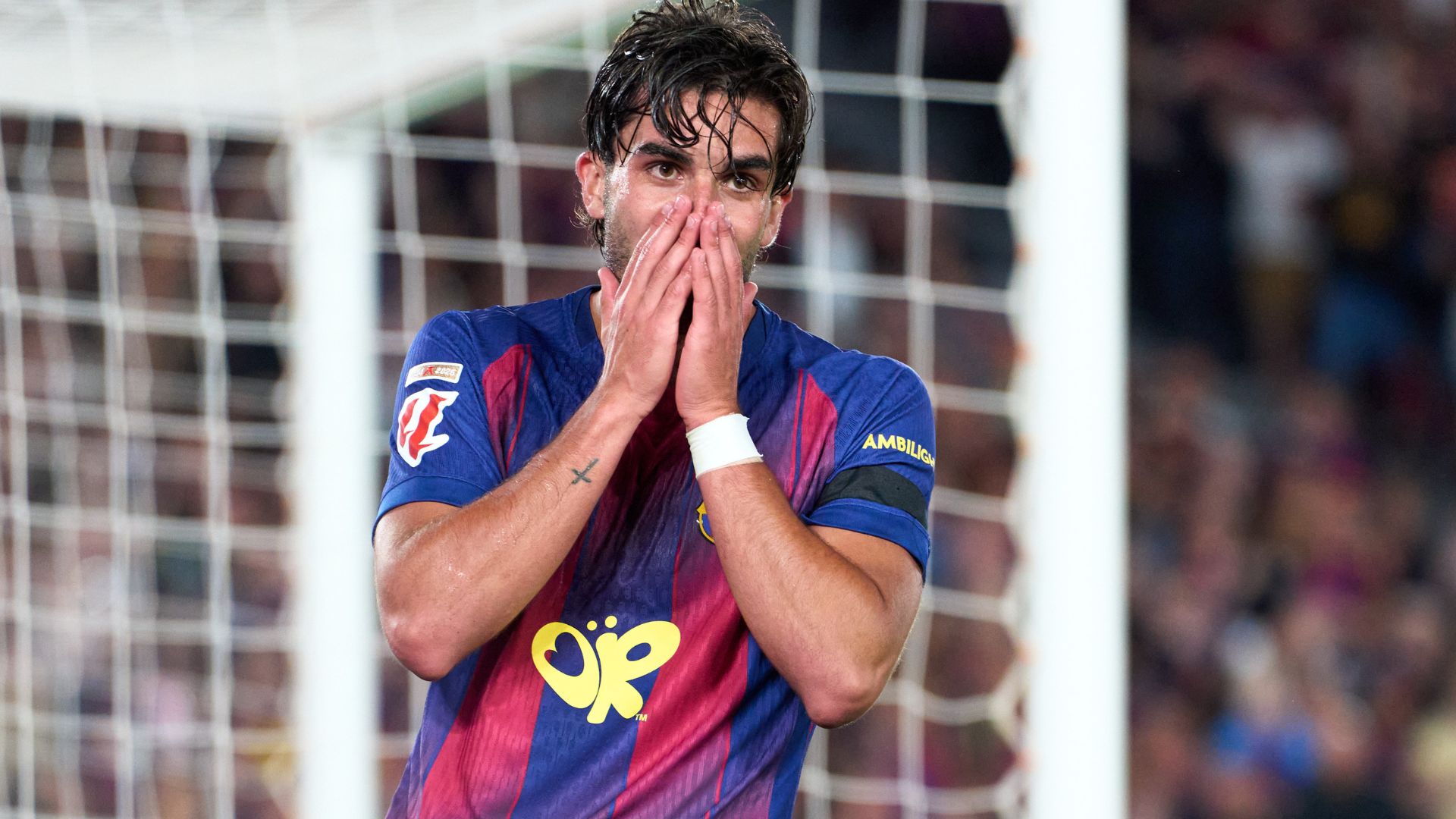 Ferran Torres of FC Barcelona reacts after missing a chance to score during the LaLiga EA Sports match between FC Barcelona and Real Madrid CF at Spotify Camp Nou on May 10, 2026 in Barcelona, Spain.