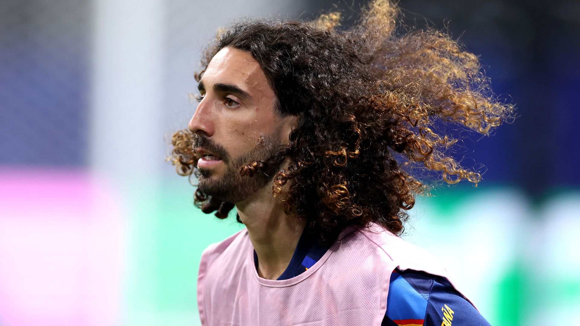 Marc Cucurella #24 of Spain warms up before the FIFA World Cup 2026 Group H match between Spain and Cabo Verde at Atlanta Stadium on June 15, 2026 in Atlanta, Georgia.