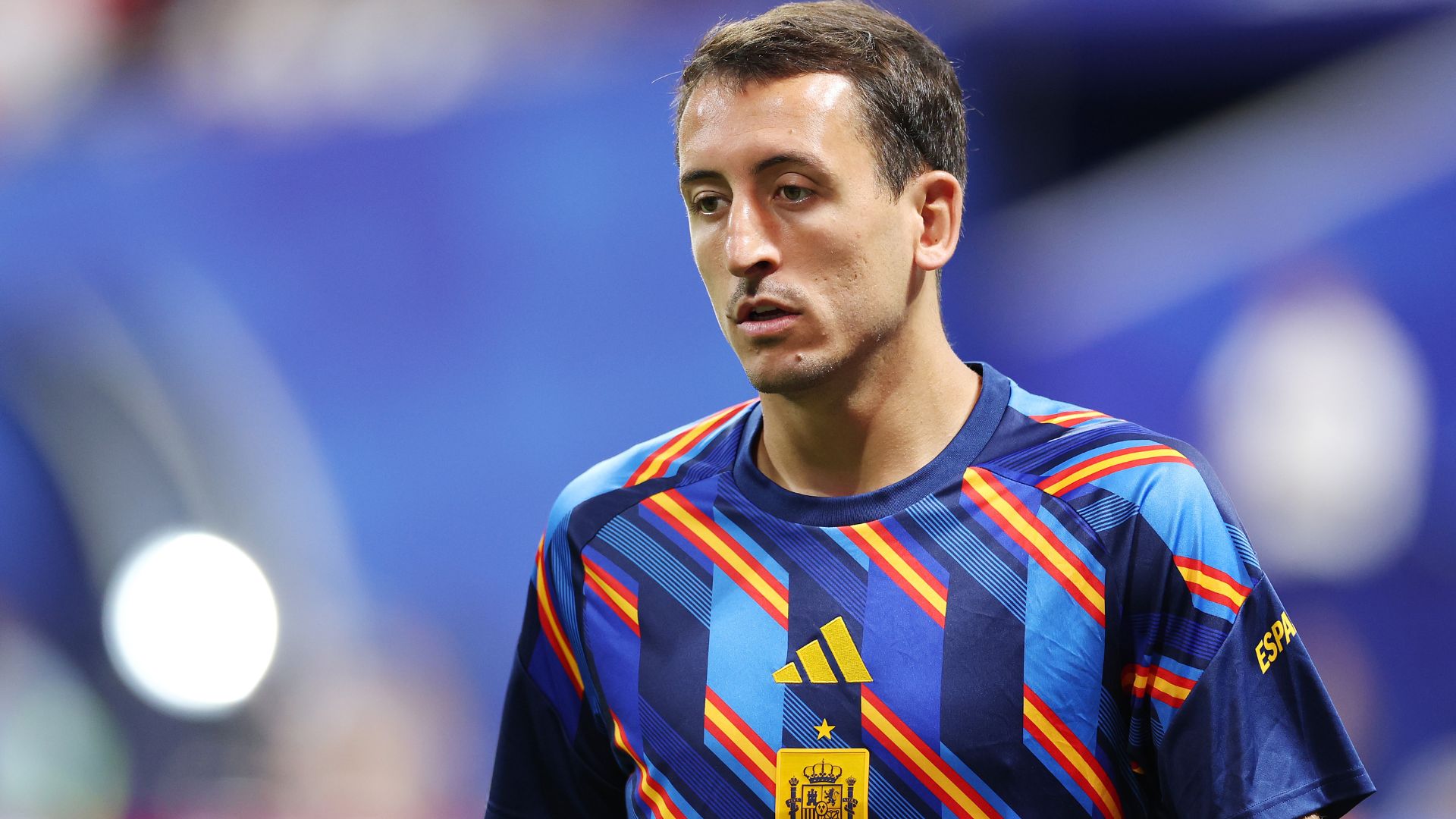 Mikel Oyarzabal #21 of Spain is seen during the warm up before the FIFA World Cup 2026 Group H match between Spain and Saudi Arabia at Atlanta Stadium on June 21, 2026 in Atlanta, Georgia.