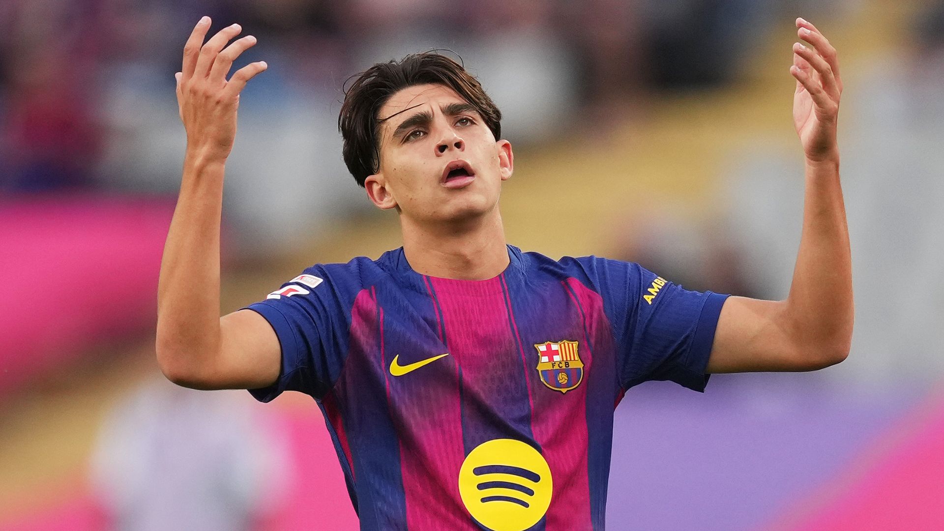 Toni Fernandez of FC Barcelona reacts during the LaLiga EA Sports match between FC Barcelona and Girona FC at Spotify Camp Nou on October 18, 2025 in Barcelona, Spain.