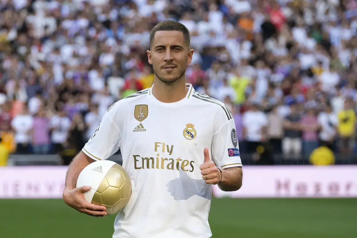 Real Madrid unveil new signing Eden Hazard at the Estadio Santiago Bernabeu in Madrid, Spain.
