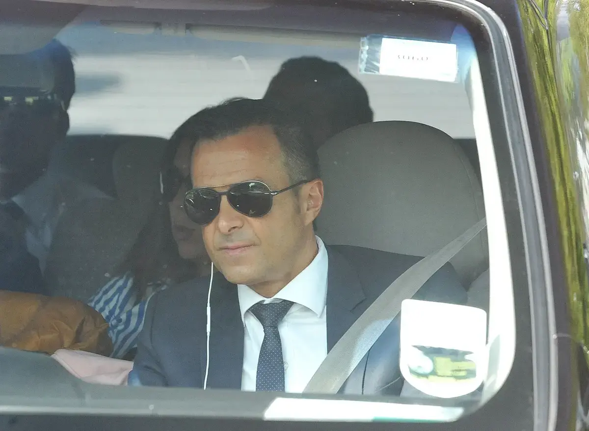 Portuguese Football super-agent Jorge Mendes seen at Old Trafford to meet manager Louis van Gaal. Jorge is the agent of the Red Devil's goal keeper David de Gea who was expected to have left the club in the last transfer window, but his deal fell apart at the last minute.