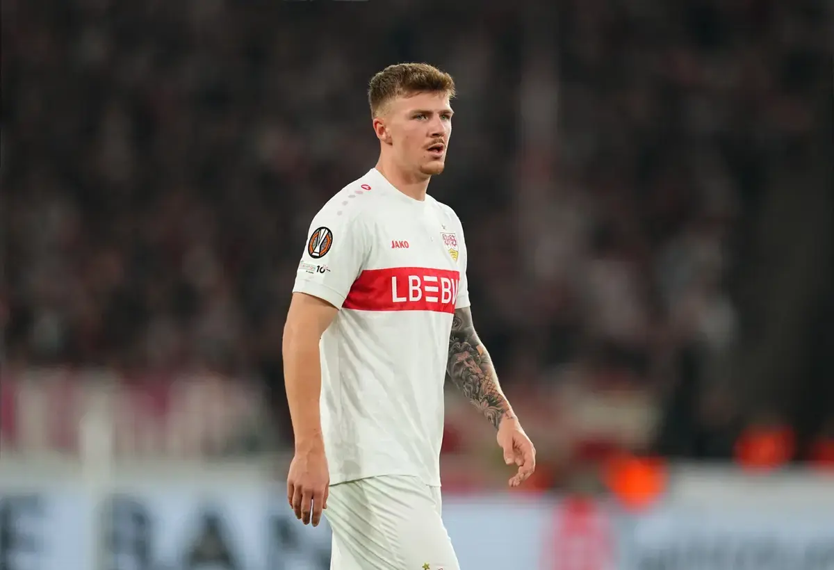 March 13, 2026, Stuttgart, Aarhus, Germany: FINN JELTSCH from VfB Stuttgart looks on during UEFA Europa League: Stuttgart and Porto.